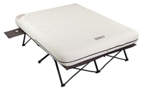 Coleman camping cot is a light grey